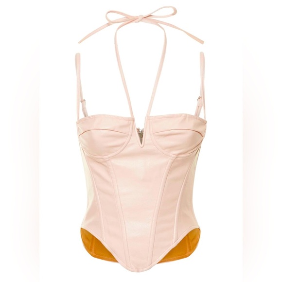 NEW Miaou Aphex Faux Leather Corset Top in Rose Pink NWT SZ XL - Picture 1 of 6